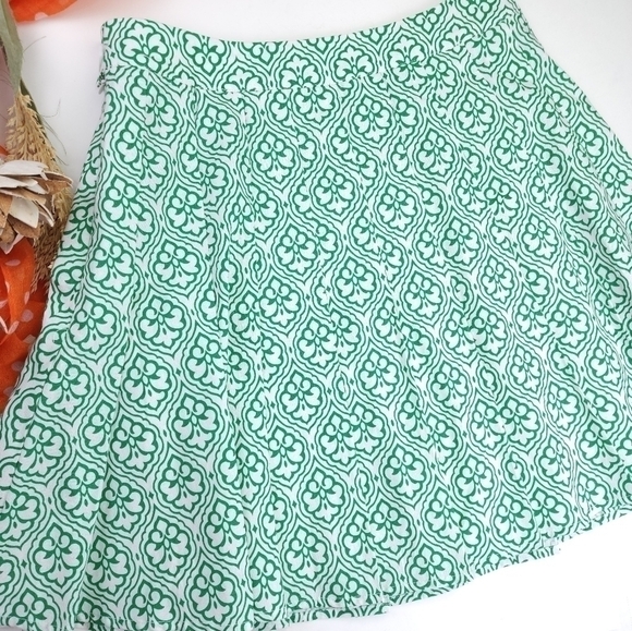New THML Anthropologie  Green White Pleated Skirt Sz S - Picture 8 of 10
